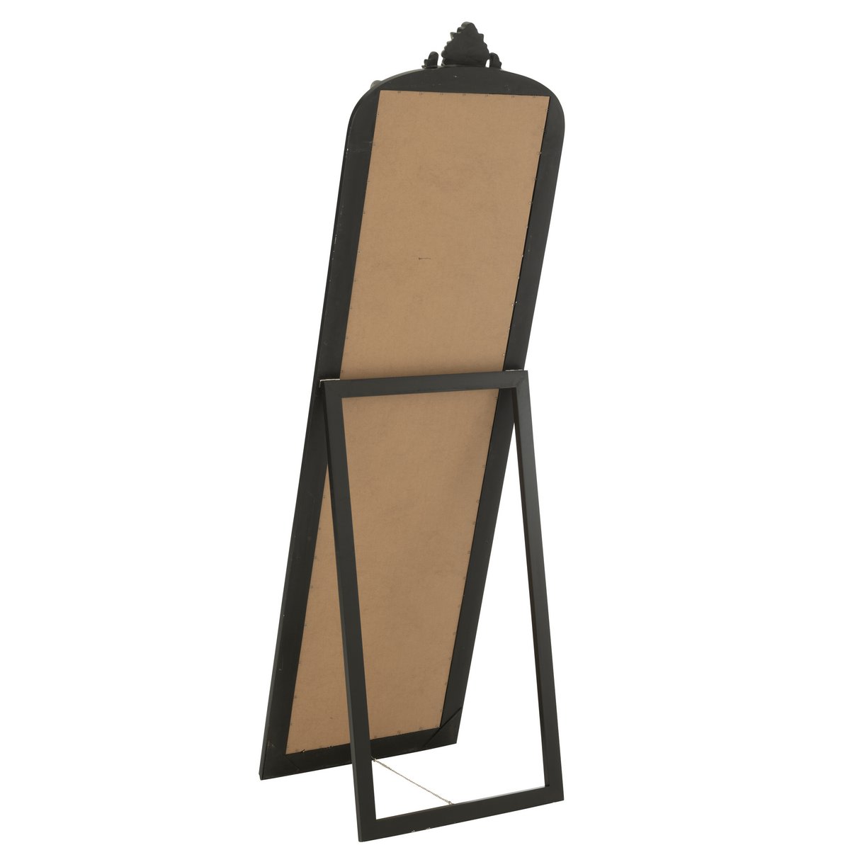 Détail du cadre en bois noir du miroir J-Line Emi