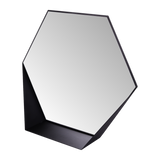 Miroir mural Gorillz Hive avec étagère - Miroir hexagonal - 60 x 52 cm - Noir industriel