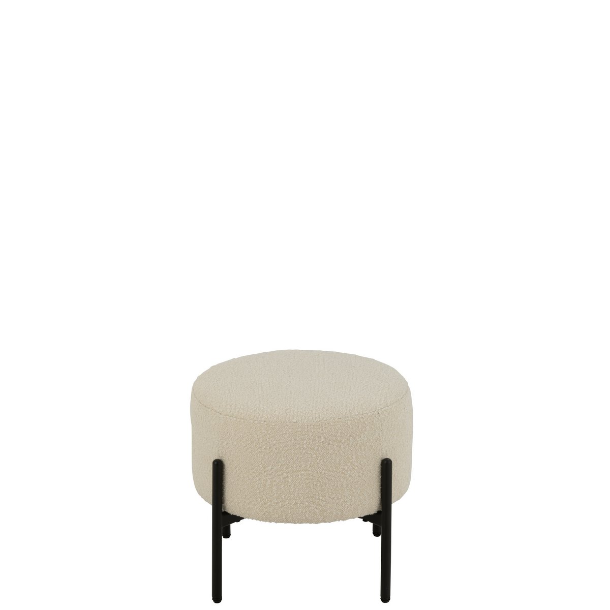 Tabouret J-Line Bouclé en bois blanc et noir, vue de face