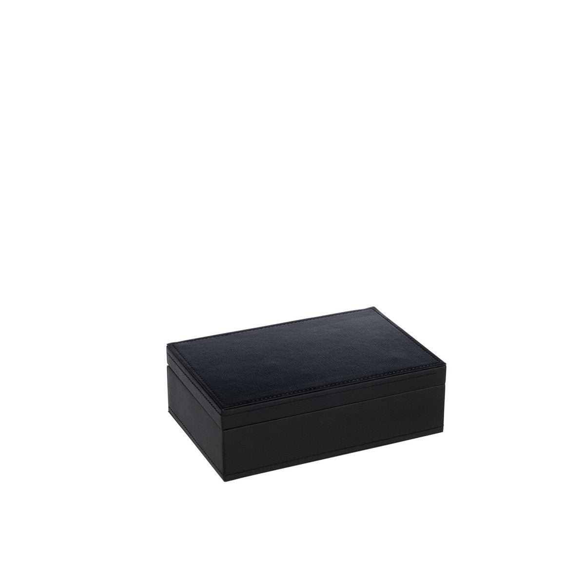 Détails des compartiments de la boîte à bijoux J-Line, cuir noir