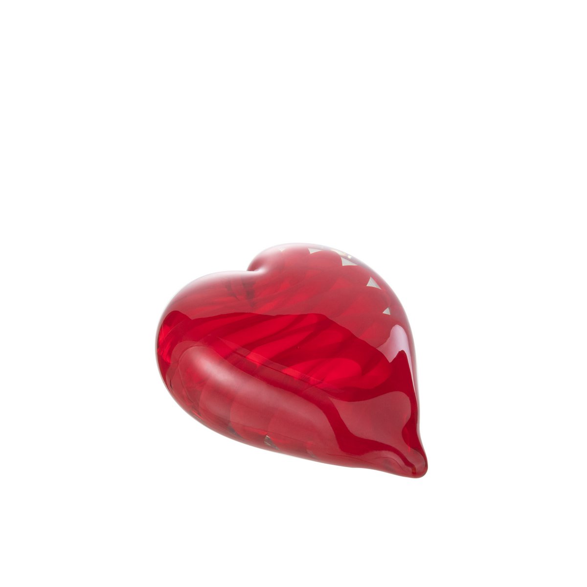 Presse-papier Cœur en Verre Rouge de J-Line sur fond blanc