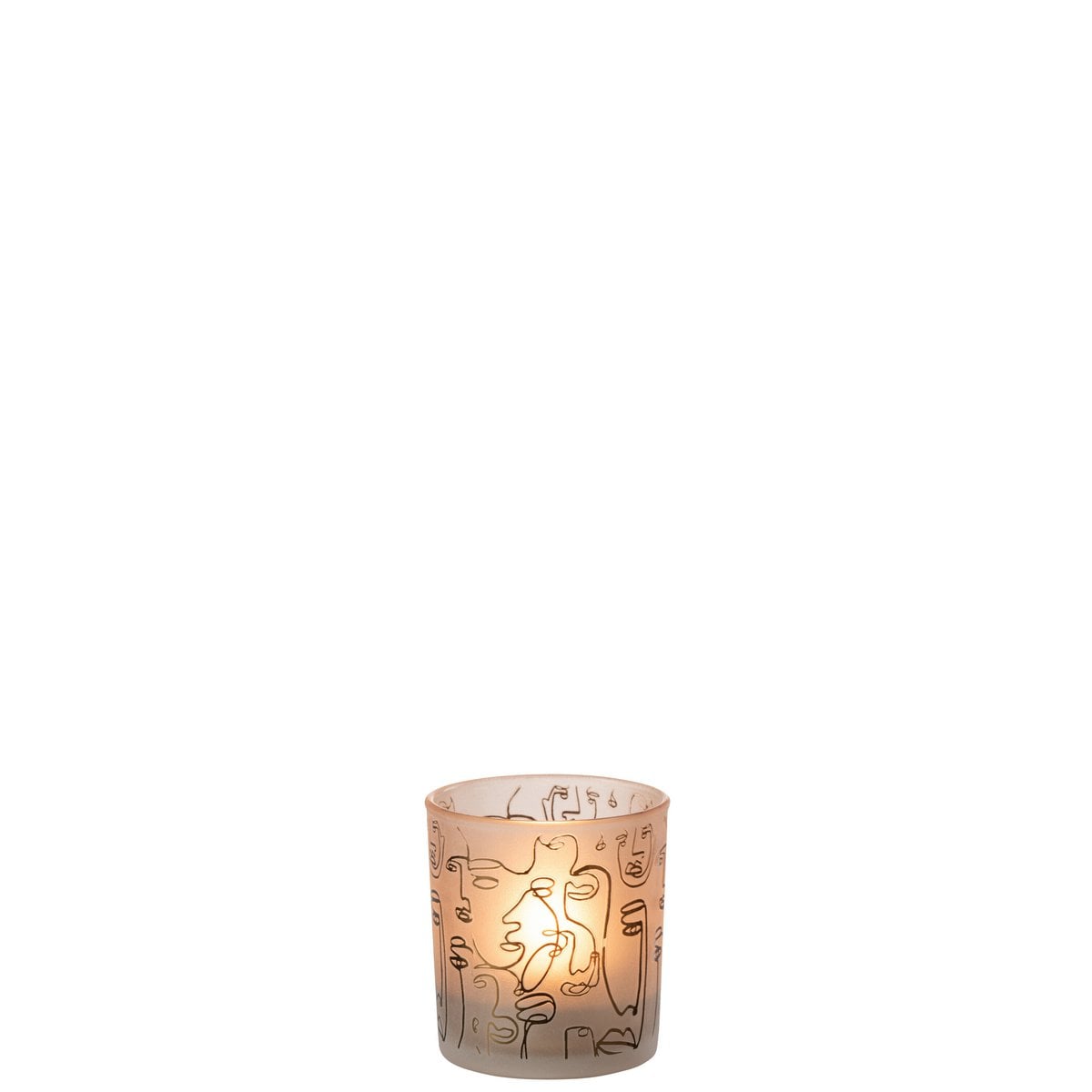 Lanterne J-Line Happy Faces en verre beige, vue de face