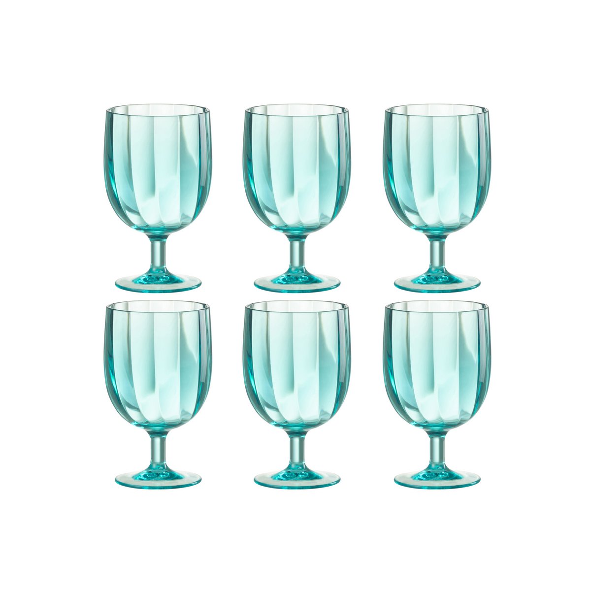 Verre à vin J-Line bleu en plastique - ensemble de 6 pièces