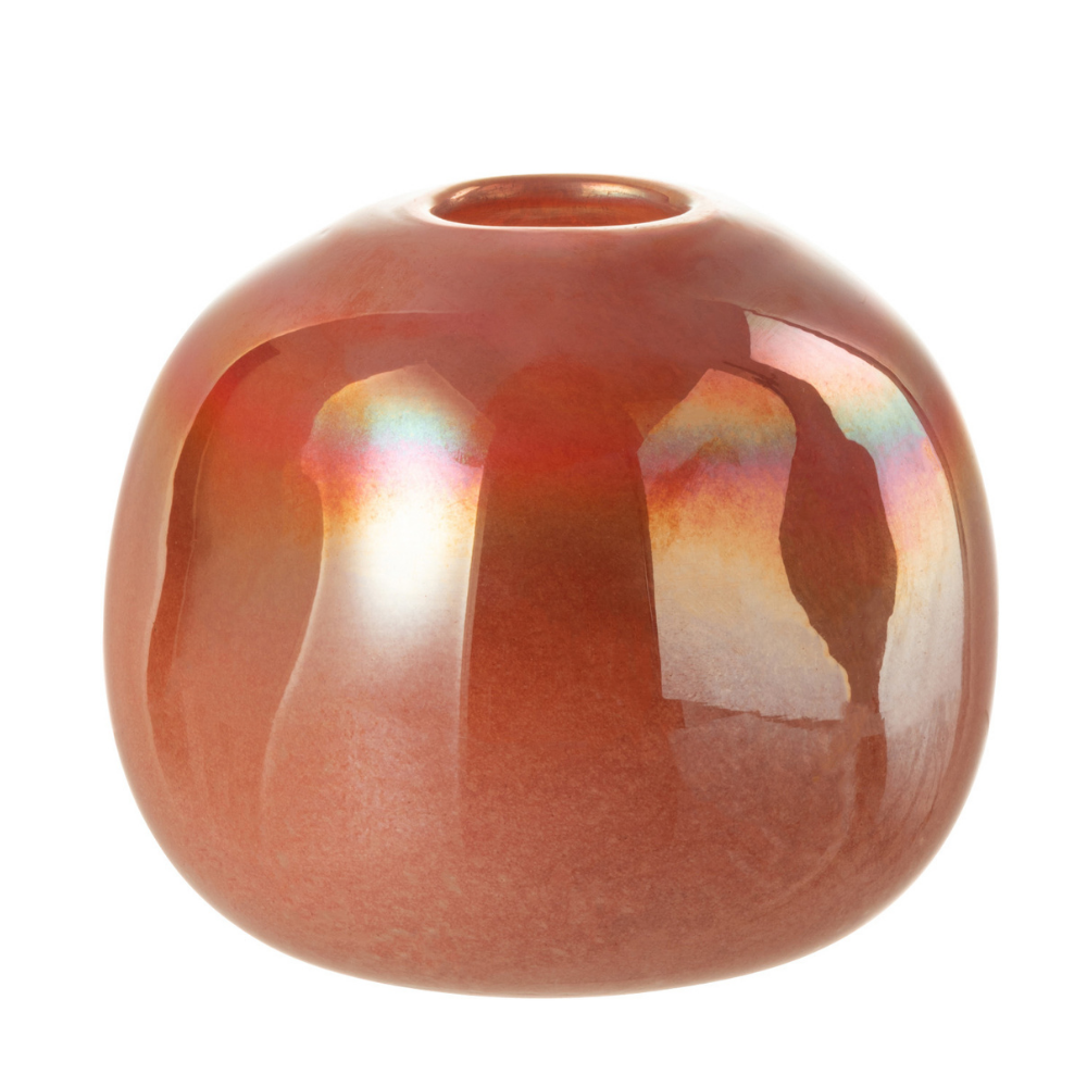 Vase bol en verre rouge J-Line, vue de face