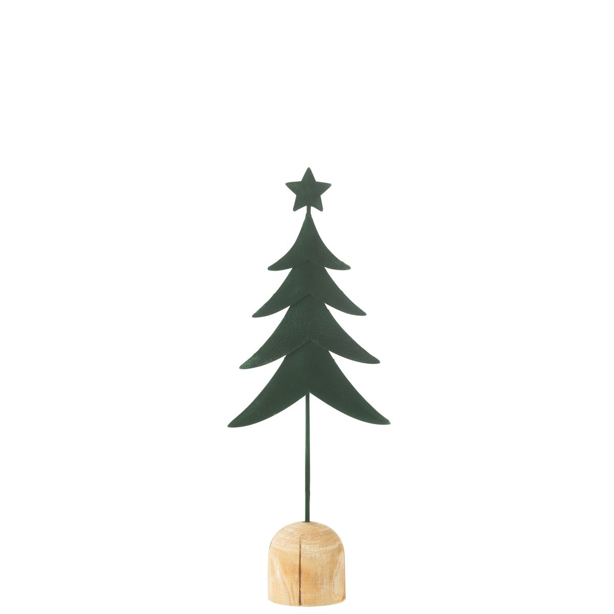 Décoration arbre de Noël J-Line en métal et bois vert foncé, vue de face