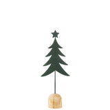 Décoration arbre de Noël J-Line en métal et bois vert foncé, vue de face