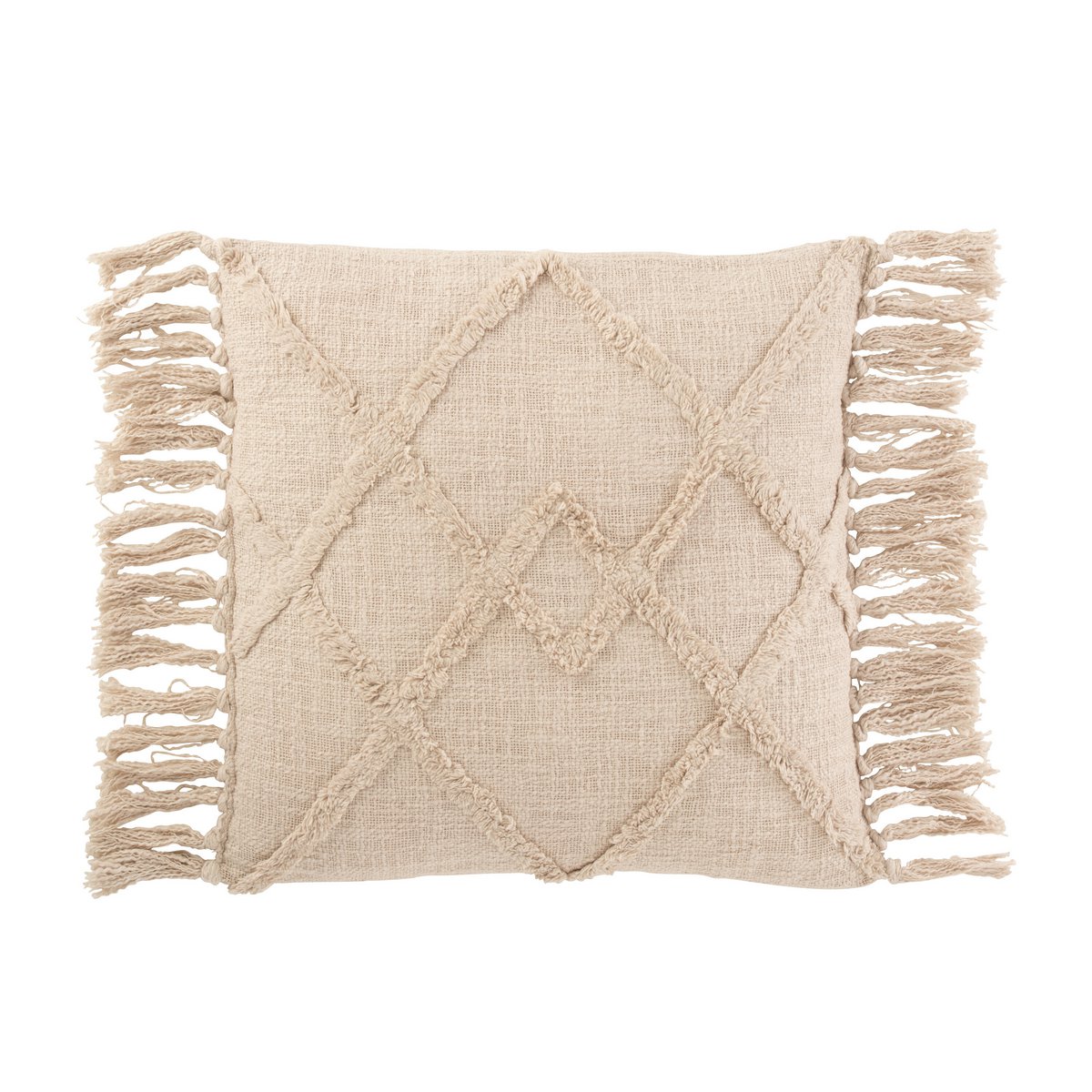 Coussin décoratif J-Line crème sur canapé, ambiance scandinave