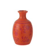 Vase en céramique J-Line avec motifs orange et rose, 38 cm de hauteur