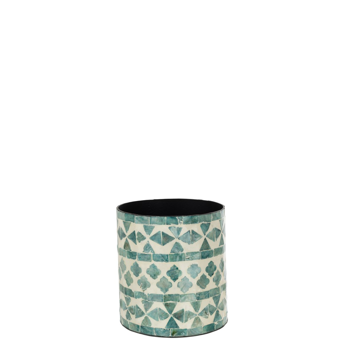 Pot de fleurs J-Line en jute azur, vue de face avec texture naturelle