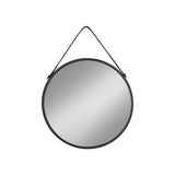 Miroir Trapani noir avec cadre en acier et cuir artificiel