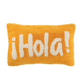 Coussin Hola Tufté J-Line en coton orange et blanc, vue de face
