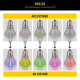 Longueur totale de la chaîne légère extérieure à 10 LED à 10 LETTURE LINDA 370 cm, 10 balles (distance 20 cm) avec Ø 6 cm, plastique, changement de couleur RGB