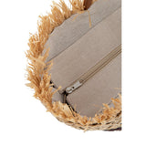 Détail du motif feuille sur le sac de plage J-Line en jute