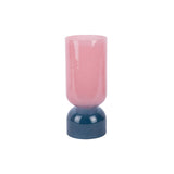 Vase en verre rose moyen avec design moderne et épuré.