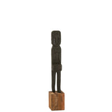 Statue Boro en bois noir, détail de la texture et des finitions