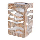 LED DÉCORATIVE Solar à LED "Hilda", 12,3 x 12,3 cm, 20 cm de haut, en plastique de haute qualité, finition en marbre brun-beige, LED intégrée, blanc chaud