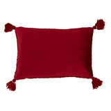 Coussin crochet rouge J-Line sur canapé, vue d'ensemble