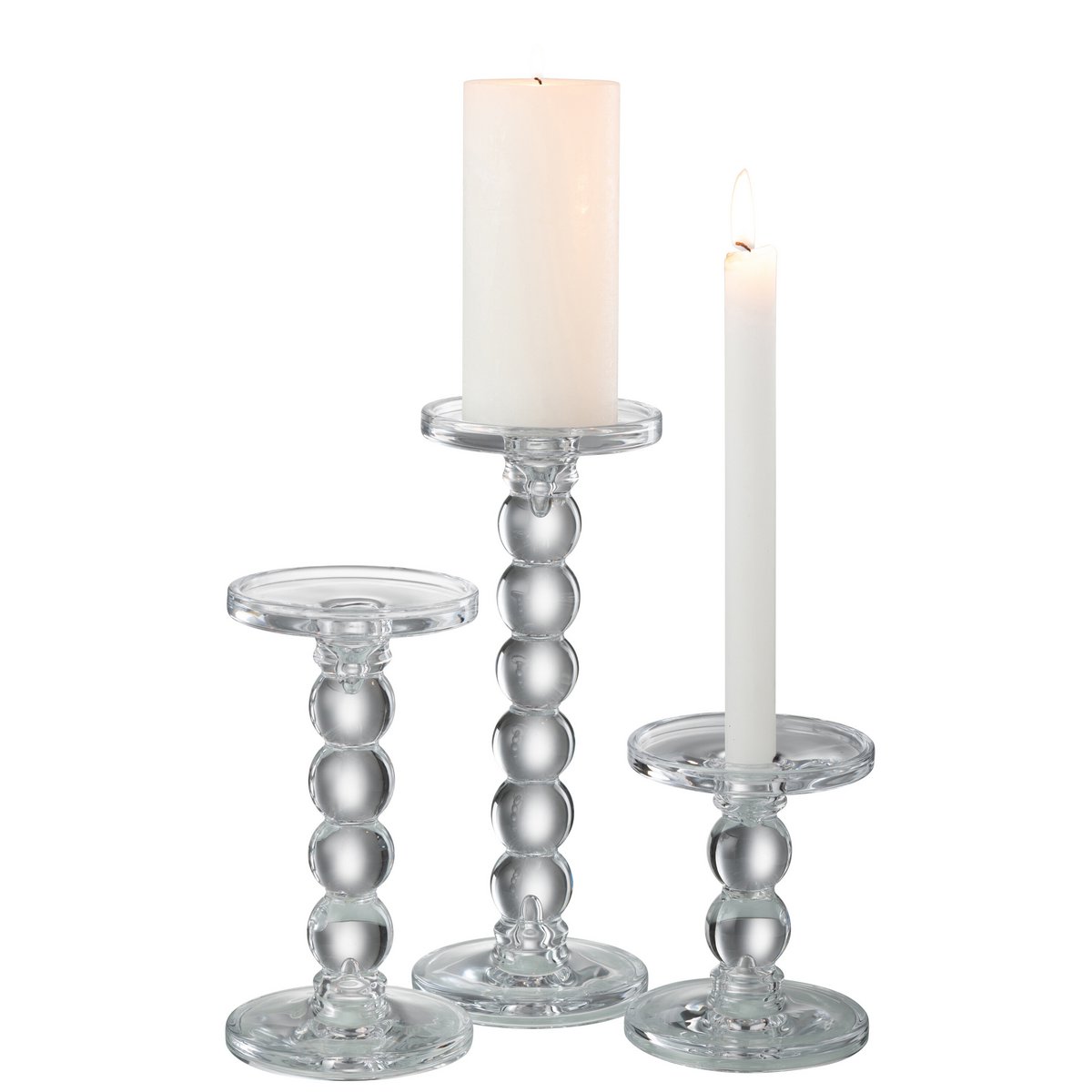 Détail du verre du bougeoir J-Line Drops, finition moderne
