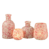Détail du motif mosaïque du vase J-Line en verre rose