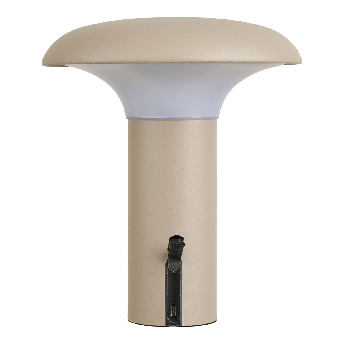 Lampe LED Ramsey beige, détail du bouton de recharge