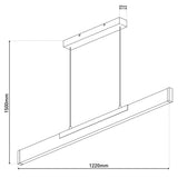 LED PRENDANT Light "Wilma" en métal et en bois (MDF) en noir et marron, env. 122,2 cm de long, environ. 150 cm de haut, réglable en hauteur, avec lampe intégrée, dimmable, avec effet mémoire