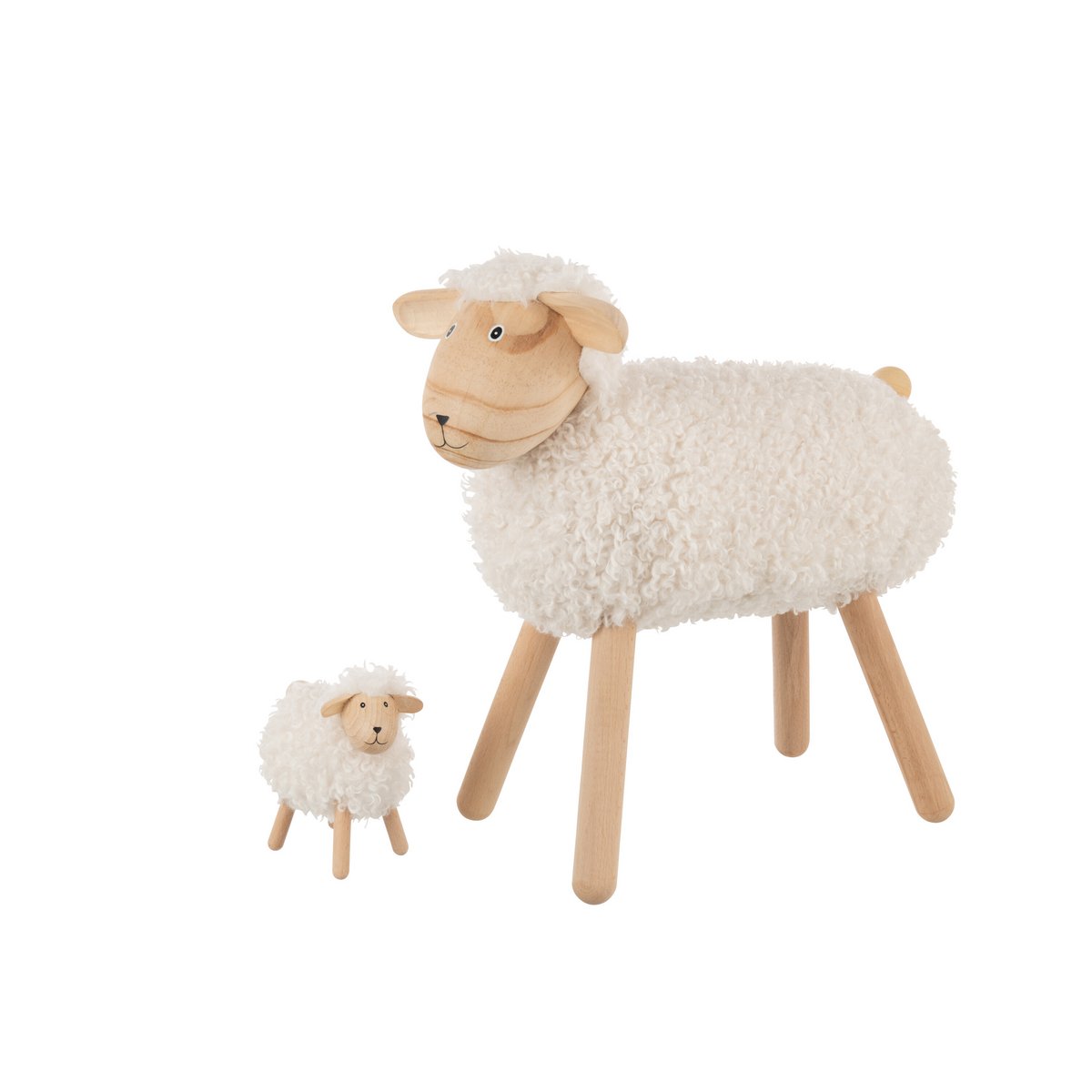 Détail du mouton J-Line en bois et fausse fourrure, texture douce