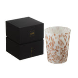 Bougie parfumée J-Line Noa en verre blanc et or, ambiance moderne