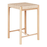 Chaise de comptoir Abano en bois de peuplier et corde de papier, vue de face