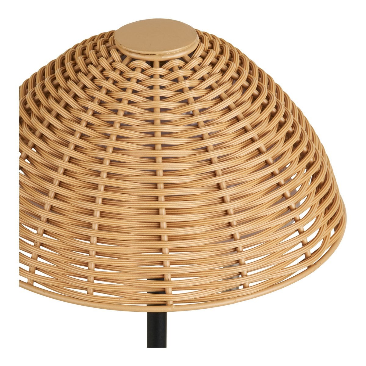 Lampe Wigan avec finition naturelle et noire, sur une table