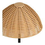 Lampe Wigan avec finition naturelle et noire, sur une table