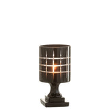 Détail du design damier du photophore J-Line, verre noir