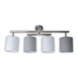 4 plafonds "Tilde", lampe plafond en métal classique et textile en gris avec une prise E27, 82 cm de long, les parapluies sont réglables, idéaux pour le salon, la salle à manger et la chambre