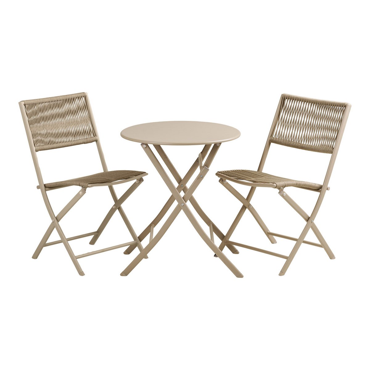 Ensemble Bistro Arcas avec table et chaises en acier taupe