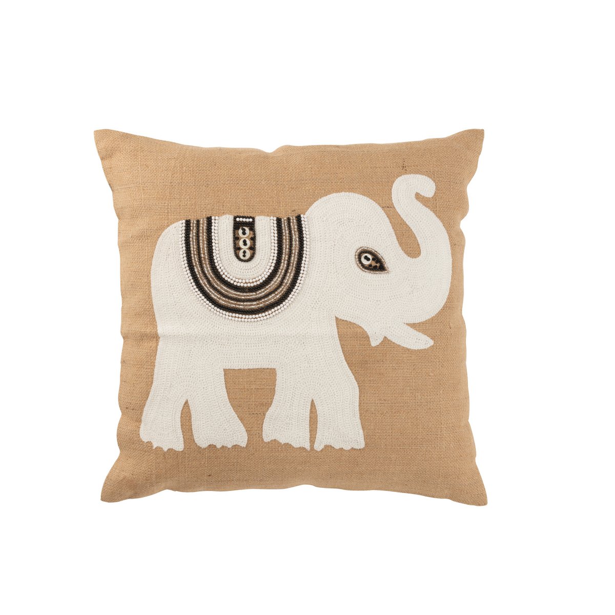 Coussin J-Line Elephant dans une chambre décorée, style bohème