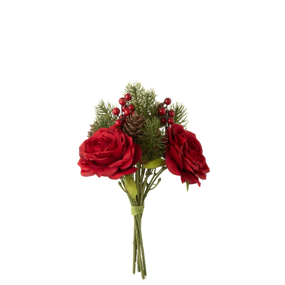 Bouquet J-Line Liline Flower en rouge et vert, élégant et naturel