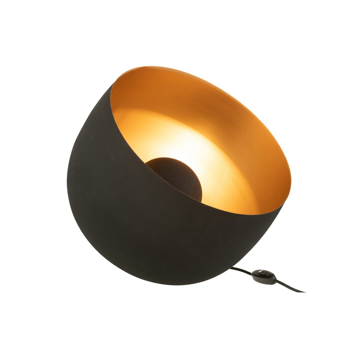 Lampe de table J-Line Round en métal noir et or, vue de face