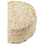 Pouf Rond Éléphants J-Line en Coton Crème/Or vue de face