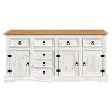 Buffet en bois de pin laqué blanc avec tiroirs et portes