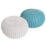 Tabouret de siège pouf ensemble 2 pièces Ø 55 cm h 37 cm tabouret de tricot coussin de plancher
