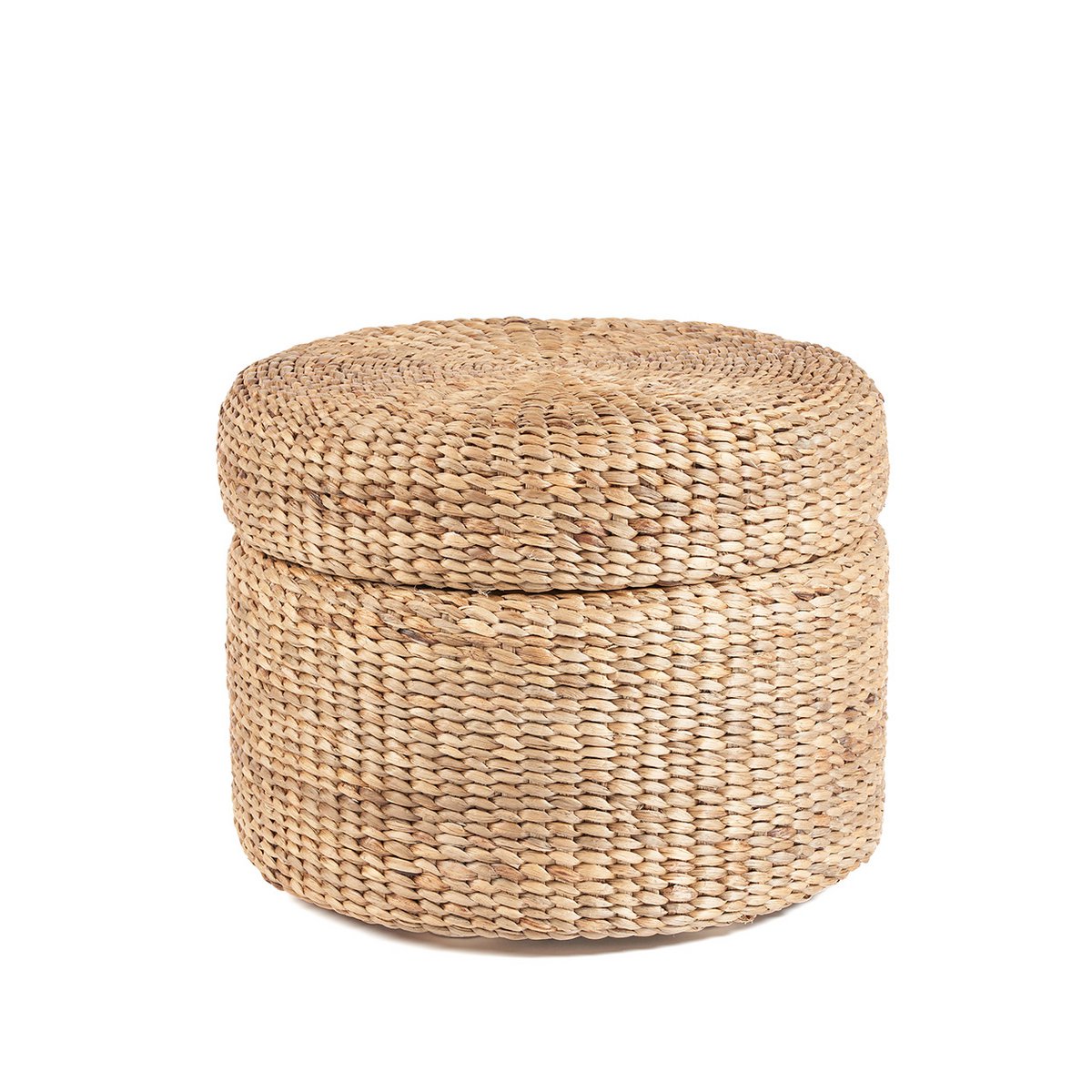 Pouf de rangement The Circle en seagrass naturel, vue de face