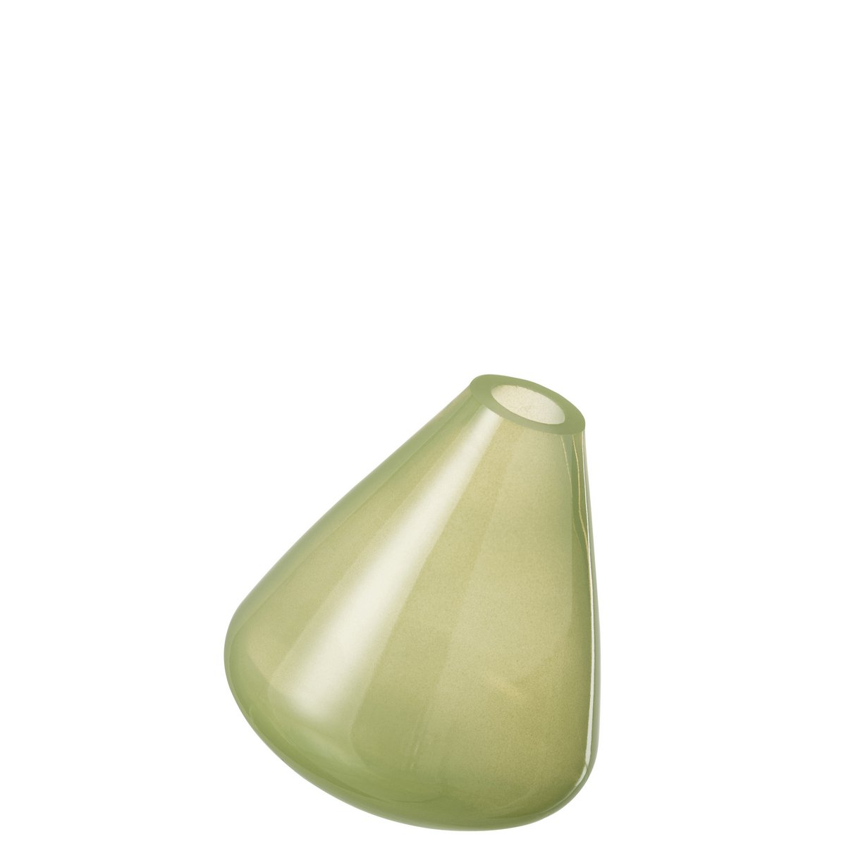 Vase Topaz en verre vert clair, ambiance élégante dans un salon