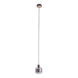 Lampe à 1 pendentif "Fumoso", lampe suspendue en métal et en verre en noir, avec une douille E14, pour salle à manger, salon, couloir ou bureau, lampe suspendue 80 x 20 cm