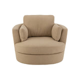 Fauteuil Lounge J-Line Beige, vue de face avec accoudoirs en bois