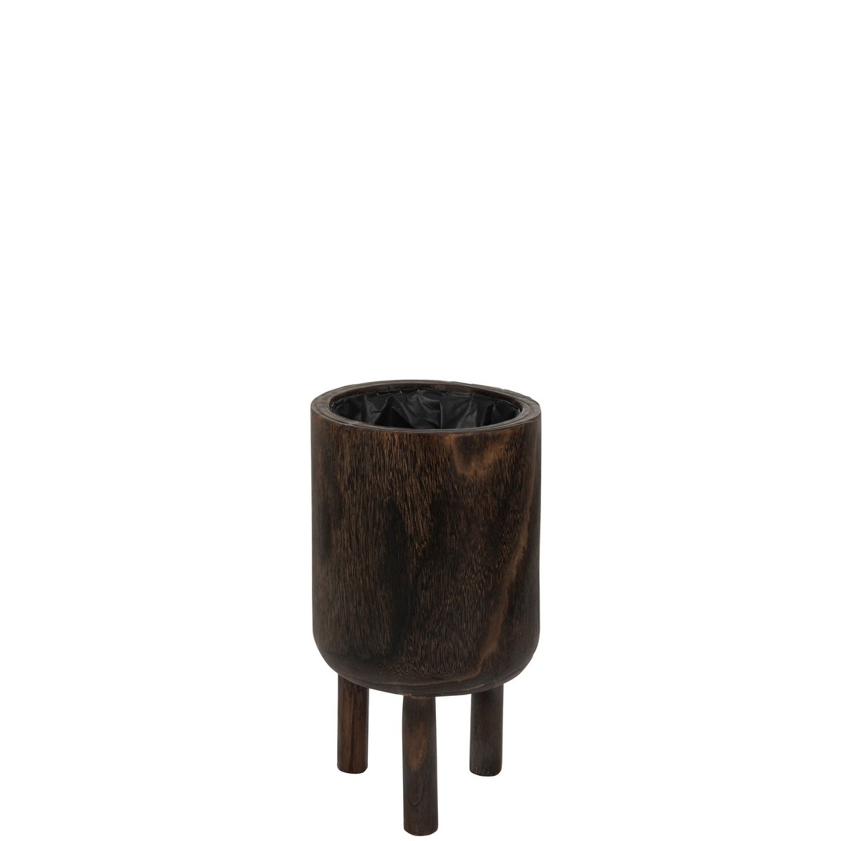Pot de fleurs en bois Paulownia J-Line, marron, diamètre 21,5 cm, style scandinave
