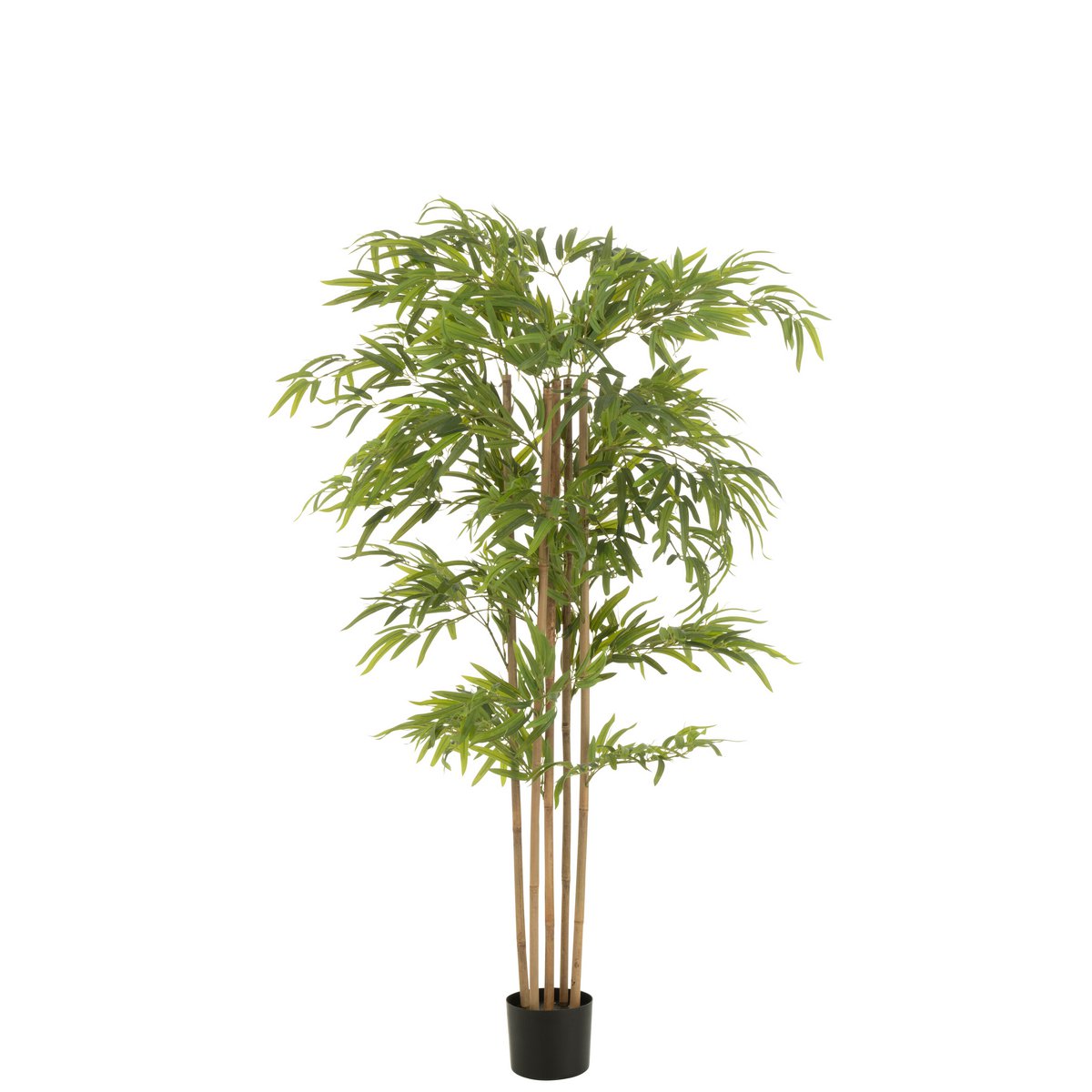 Détail du Pot Bambou Artificiel Vert, mettant en avant sa finition en ciment.