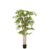 Détail du Pot Bambou Artificiel Vert, mettant en avant sa finition en ciment.