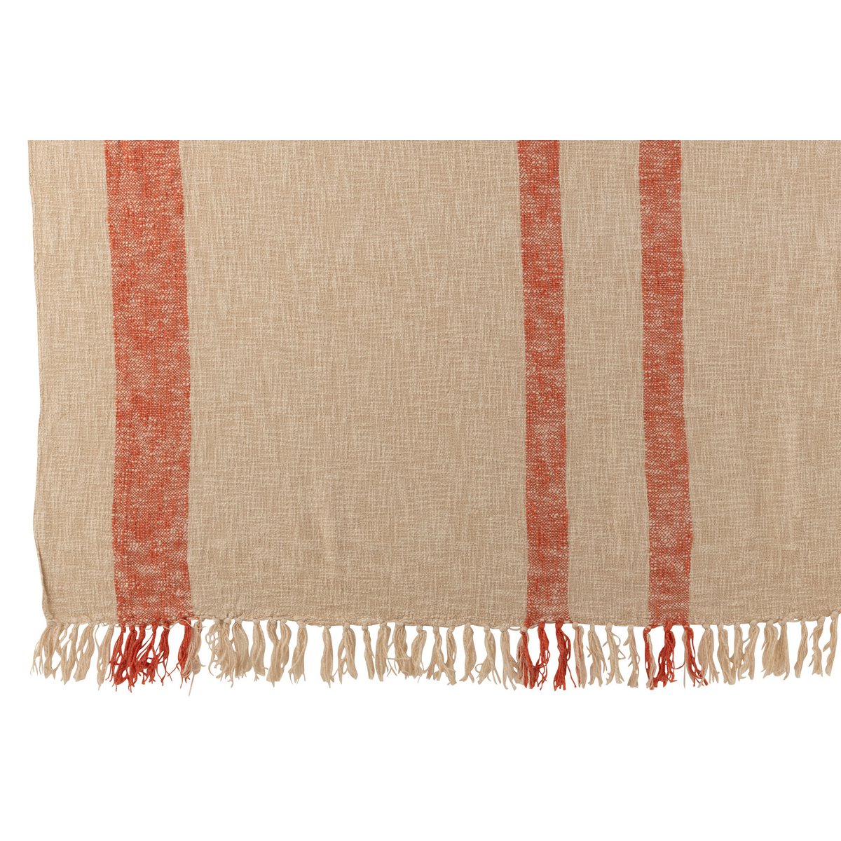 Plaid Emma J-Line en coton orange sur un canapé
