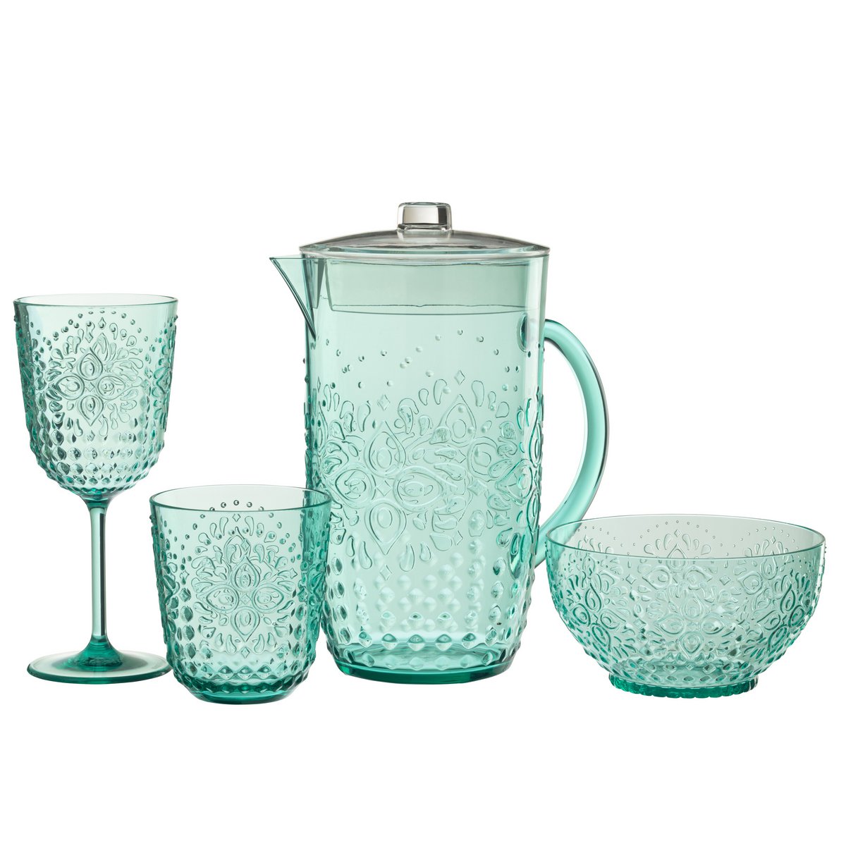 Carafe J-Line bleu aqua sur une table élégante