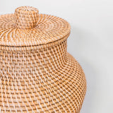 Vase rond en rotin tressé – Grand vase décoratif bohème – Vase haut et étroit – Vase de sol fait à la main à partir de fibres naturelles (Ø 30 cm) KIDUNG