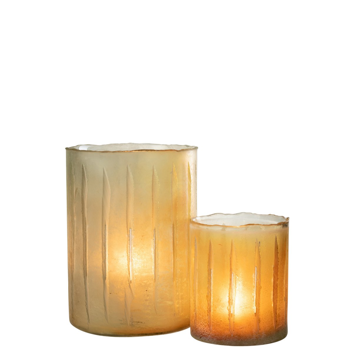 Lanterne J-Line Stripes en verre jaune, éclairage doux